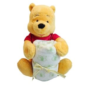 Disney Baby 11" Winnie the Pooh Stuffed Plush Toy Security Blanket‎ Nursery Soft